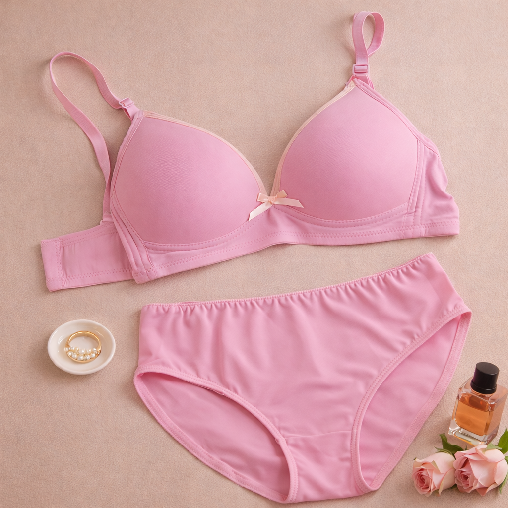 Bow Design Soft & Smooth Padded Bra & Panty Set