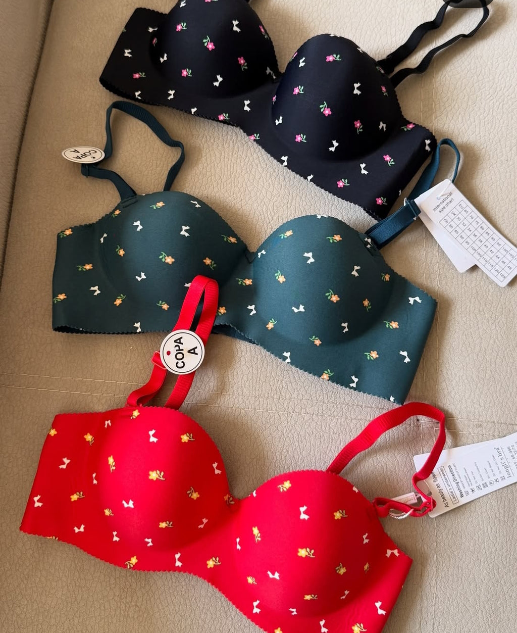 Vibrant Padded Lingerie Set -(Pack of 3) Mixed Prints & Colorful