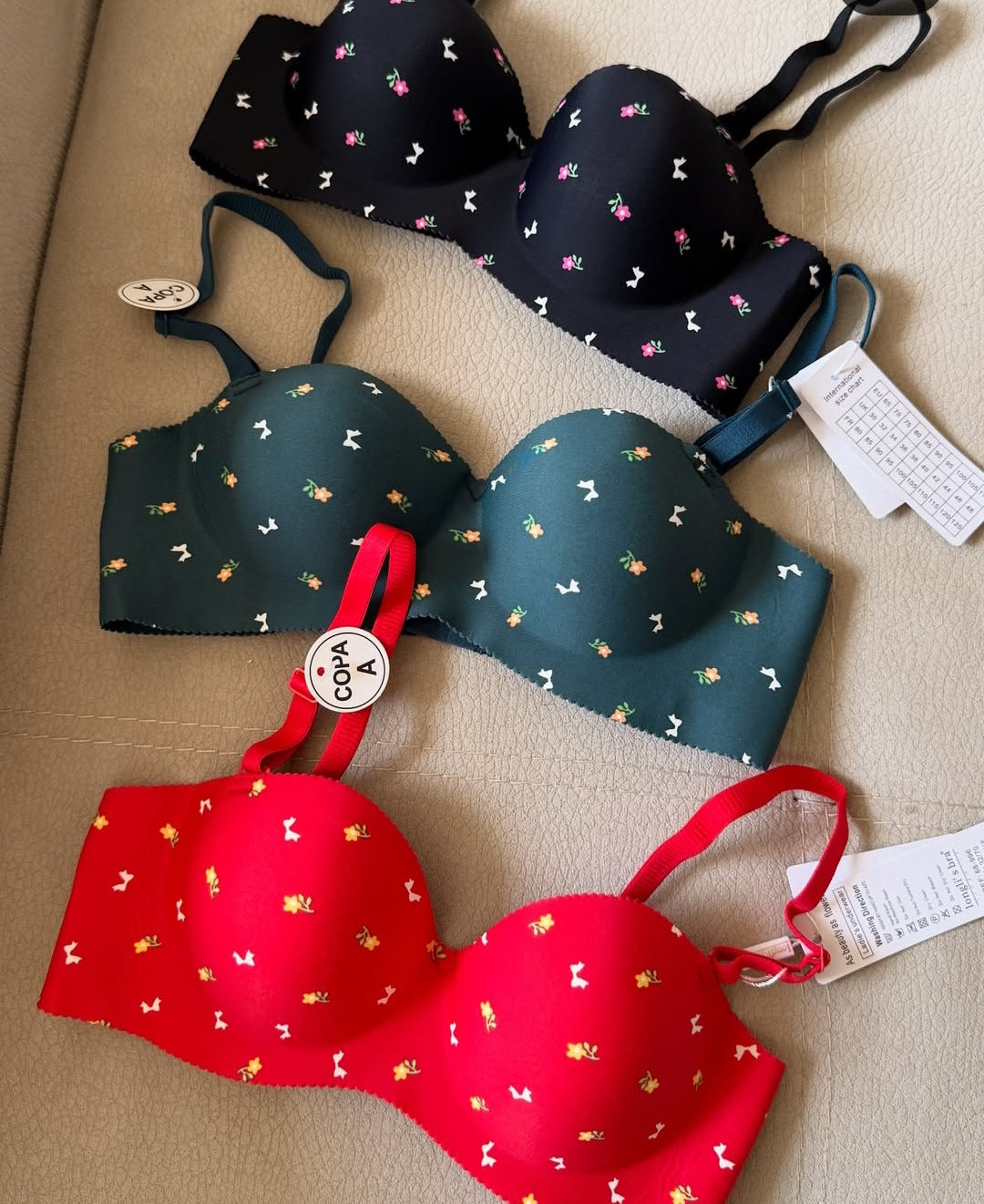 Vibrant Padded Lingerie Set -(Pack of 3) Mixed Prints & Colorful