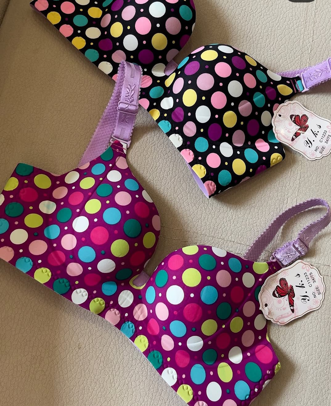 Vibrant Padded Lingerie Set -(Pack of 3) Mixed Prints & Colorful