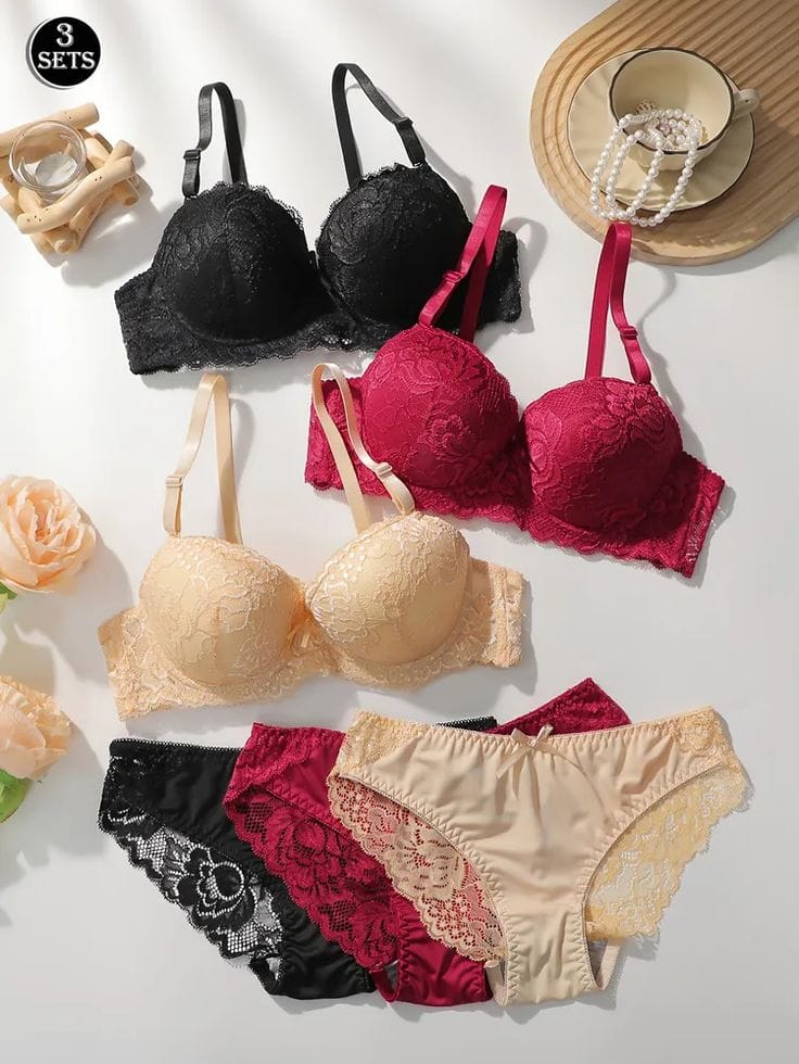 Pack of 3 Embriodary Luxury Lingeries