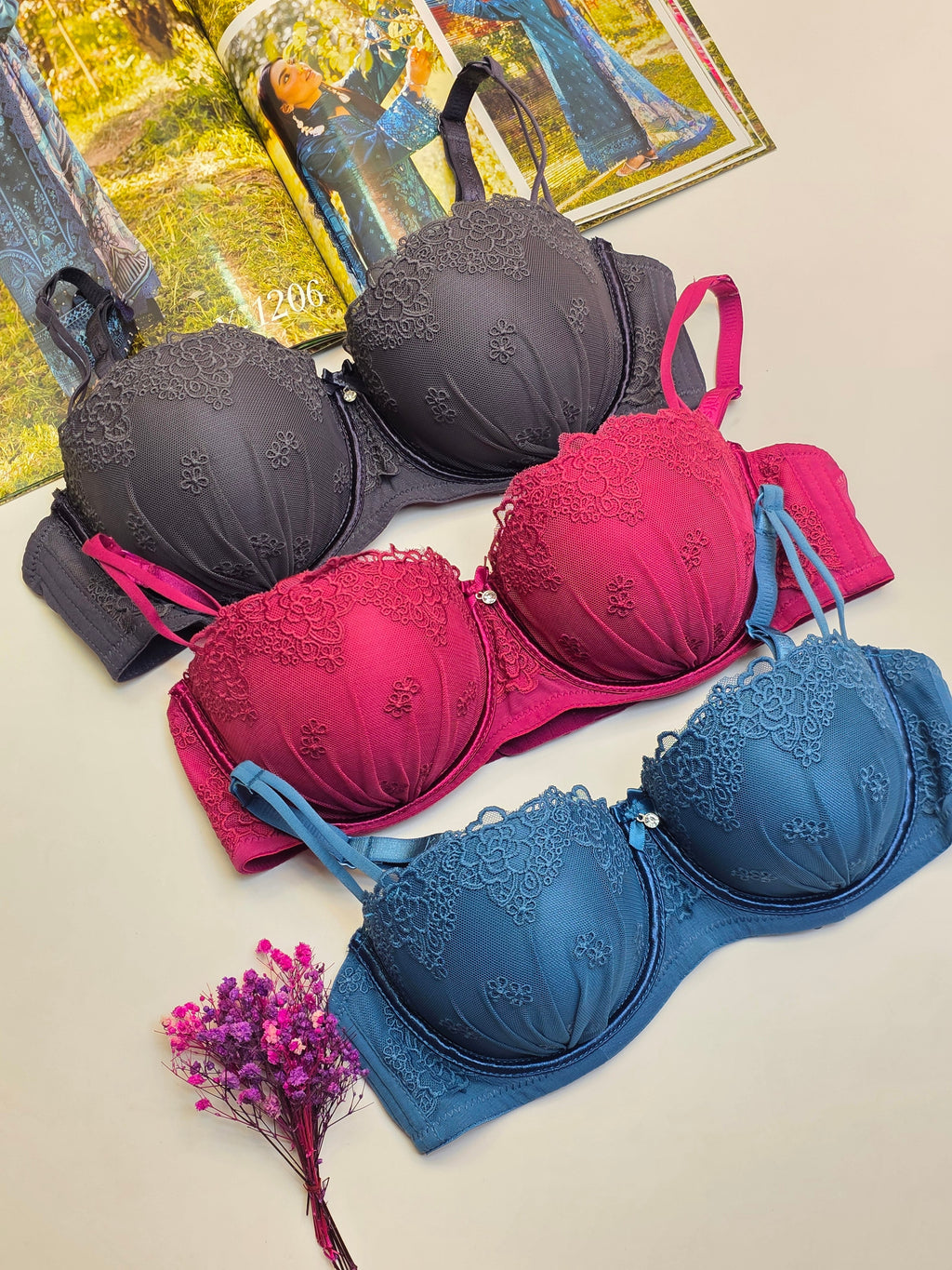 Pack of 3 Embriodary Luxury Lingeries
